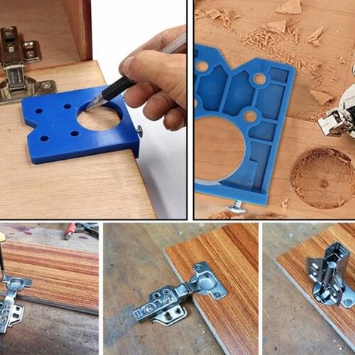 Woodworking Hole Drilling Guide Locator Hinge Drilling Jig Drill Bits Door Hole Opener Cabinet Accessory Drilling Locating Tool