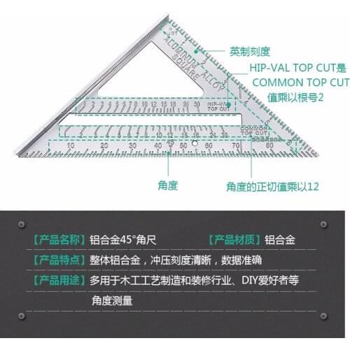 Triangle Ruler 90 Degree Thickening Squares Aluminum Alloy Woodworking Measuring 45 Degree Squares Teaching Tailoring