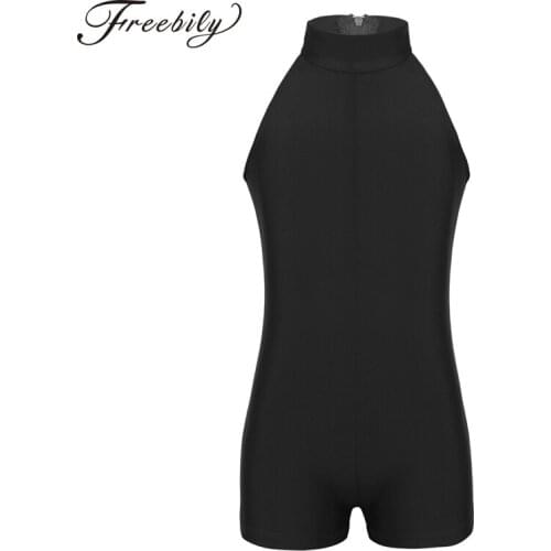 Kids Girls Ballet Leotard Sleeveless Mock Neck Zippered Back Ballet Dance Gymnastics Leotard bodysuit Unitard Ballet Dancewear