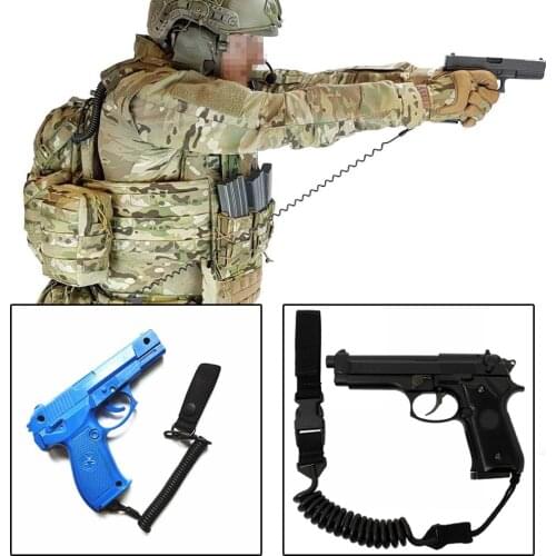 Tactical Handgun Pistol Lanyard Coil For Glock 17 19 G2C Makarov Single One Point Sling 1911 Gun Strap Rope Pistol Sling