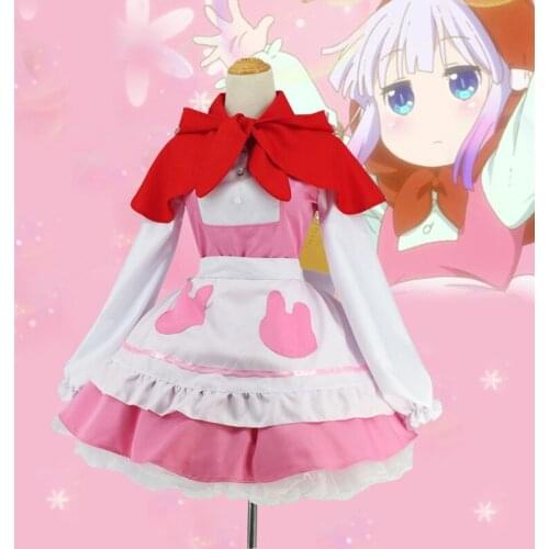 Cute Anime Miss Kobayashis Dragon Maid Kamui Kanna Apron Dress Uniform Meidofuku Outfit Shirt Cloak Skirt Cosplay Costume