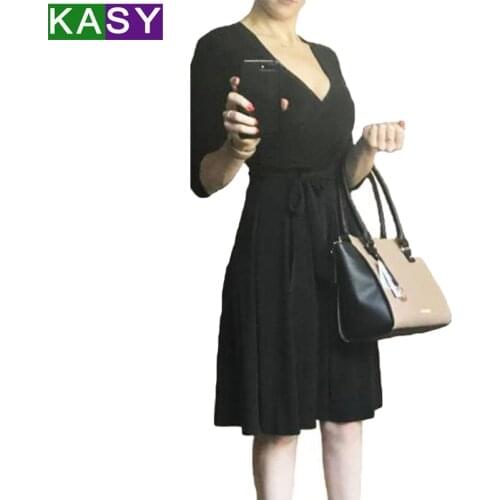 Spring summer dresses OL V neck solid bodycon slim elegant midi dress vestido casual women Belted Work dresses plus size 3XL