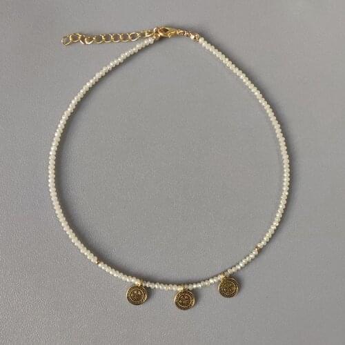 Hand-made Vintage Gold-color Pendant Necklace Faceted Crystal Beads Beaded Choker 2021 Summer Beach Accessories подвески на шею