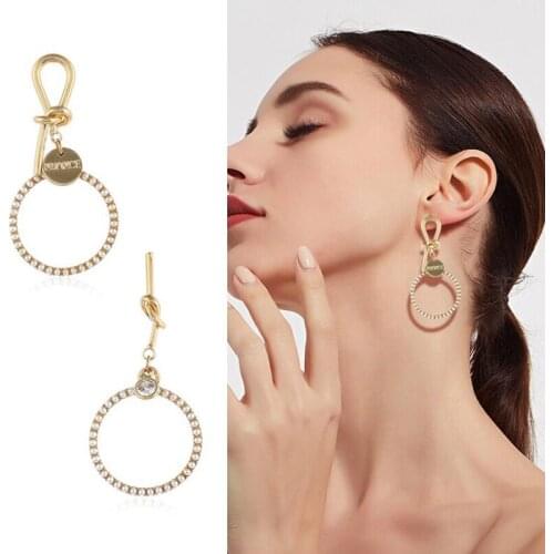 Amaiyllis New Korea White Pearl Statement Earrings For Women Asymmetric Geometric Pendant Stud Earrings S925 Silver Pin Earrings