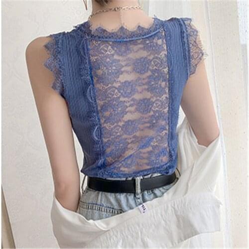 2021 Fashion Sexy Women Hollow Out Vest Solid Lace Tank Big Size Summer Outfits Lady Sleeveles Tops Slim Tanks Bottomings WZ1344