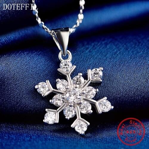 Women Charm 925 Silver Necklace Fashion Flowers Luxury 100% Sterling Silver Necklace High Quality Zircon Jewelry