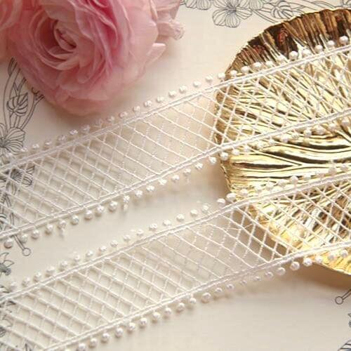 1Yard Width: 3.5cm,Grid hollowed-out Water soluble Lace decoration DIY sewing accessories Trimmed dresses(SS-2024)