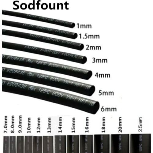 10m Flame retardant thickening 2: 1 shrink black heat shrinkable tube insulation sleeve 1/2/3/4/6/10/12/20-60mm