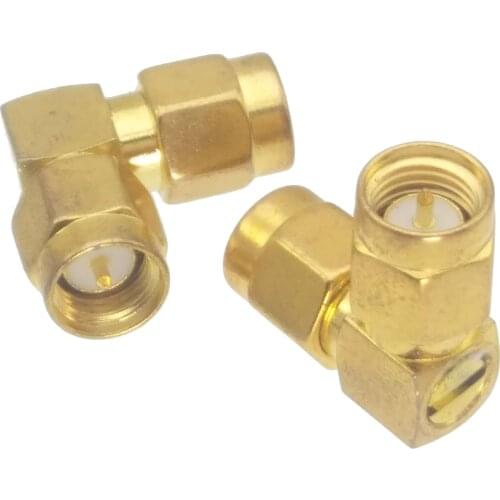 10pcs SMA male to SMA male Plug right angle in series RF adapter connector