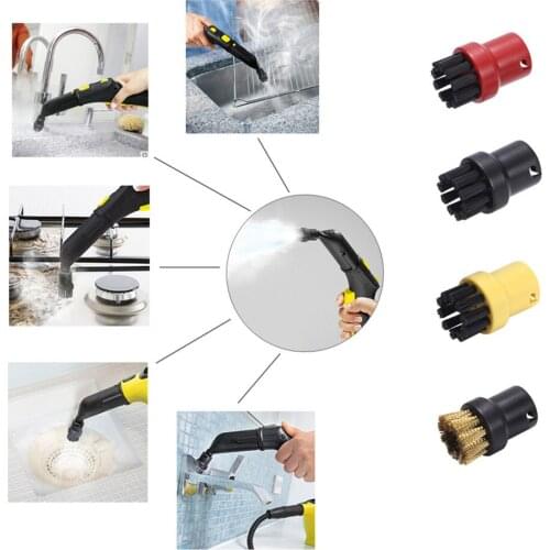 4Pcs Replacement Steam Mop Round Brushes Cleaning Brushes for Karcher Steam Mop Cleaners SC1 SC2 SC3 SC4 SC5 SC7