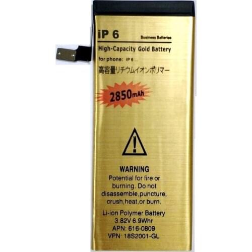5pcs For iPhone 6 6G High Capacity Gold 2850mAh Li-ion Polymer Internal Battery