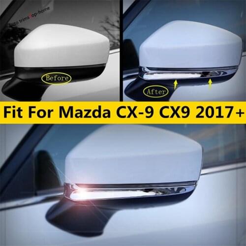 Yimaautotrims Accessories Fit For Mazda CX-9 CX9 2017 2018 2019 2020 ABS Chrome Rearview Mirror Stripes Cover Trim