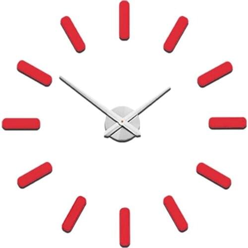 AU05 -Modern Design Frameless DIY Wall Clock Large Red 3D Quartz Watch Mirror Numbers Clocks for Home Office Decorations A