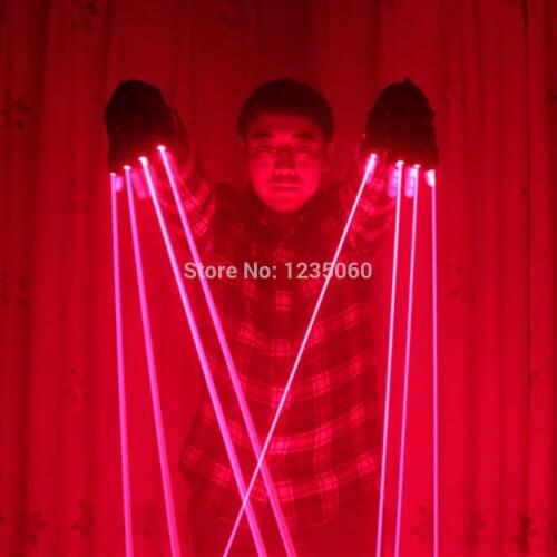 Free shipping laser gloves red luminescent glasses bar night club music festival punk rock LED fluorescent props