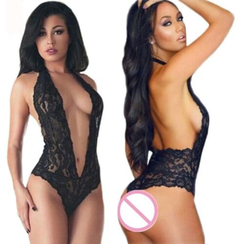 One Piece V-neck Erotic Lingerie Sexy Teddies Bodysuit Hot Underwear Women Floral Lace Body Suit Porno Sex Costumes Intimates