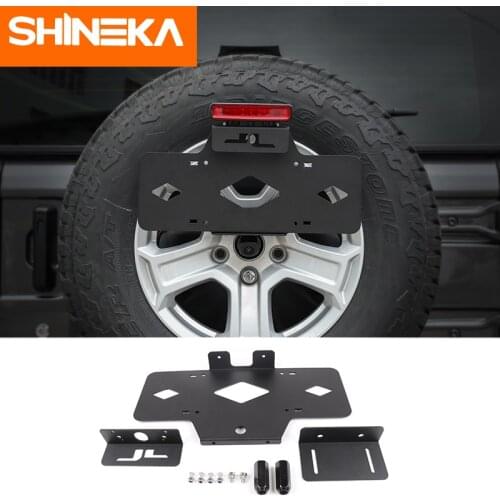 SHINEKA Registration Plate Holder Car Rear Spare Tire Metal License Plate Mount Bracket Holder for Jeep Wrangler JL 2018-2020