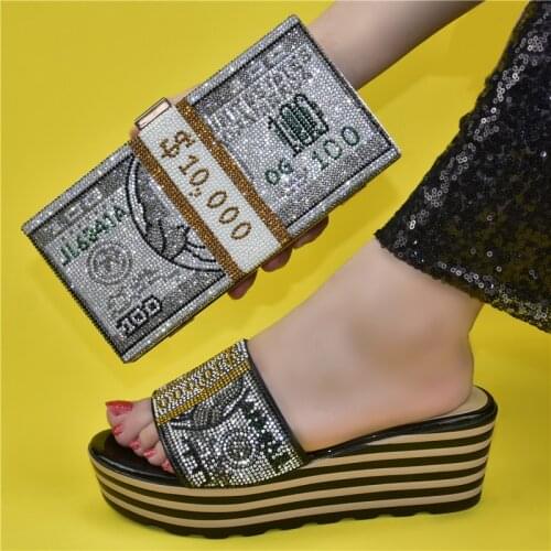 Doershow Italian Shoe and Bag Set New 2021 Women Shoes and Bag Set In Italy black Italian Shoes with Matching Bags!HJK1-21