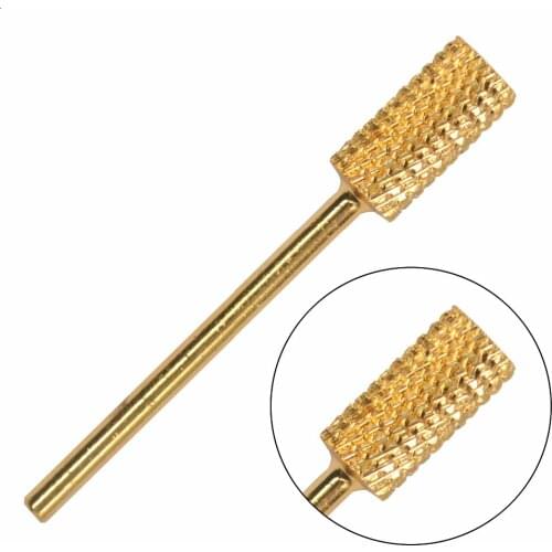 Gold Cylindrical CARBIDE Bit 3/32 Electric DRILL Nail Art File Electric Nail Art Drill Ceramic Bits File Cuticle Manicure Pedicu