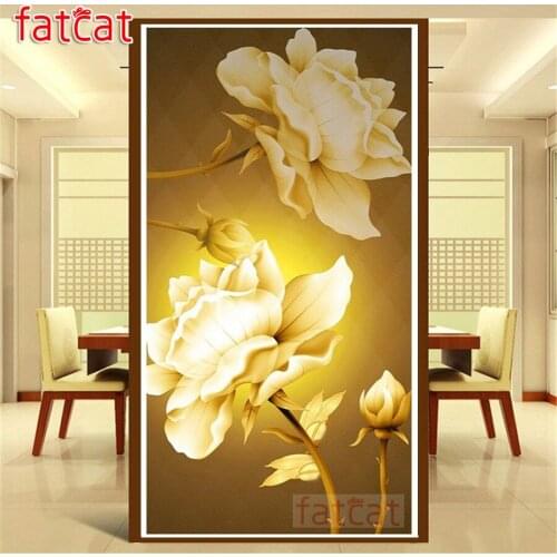 FATCAT Large Diy Diamond Painting White Flower Full square round drill 5d Diamond Embroidery Mosaic Needlework Decor AE2105