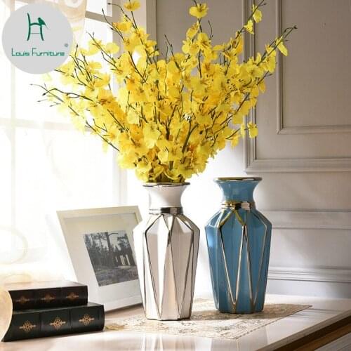 Louis Fashion Nordic Ceramic Dried Flower Vase Small Fresh Soft Dressing Modern Simple Living Room Table Decorations