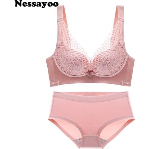 Sexy Intimates Bra Sets For Women Sexy Lingerie Bh Bralette Deep-V Small Breast Push Up Brassiere Set Small Size ABC Cup Bra Set