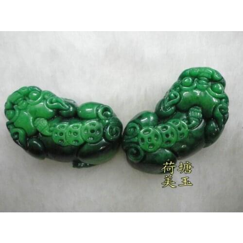 Drop Shipping Citroen Burma natural jade green dry raw evil brave pendants Lucky Couple pendant