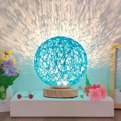 16 Light Colors Optional Rattan Ball Lamp Sepak Takraw Lamp with Remote Control USB Charging Decoration Desk Lamp for Bedroom