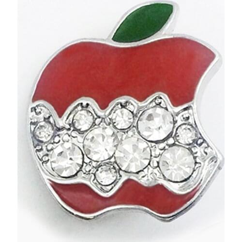 XH5702 Apple TEACHER Metal 18mm Snap button jewelry