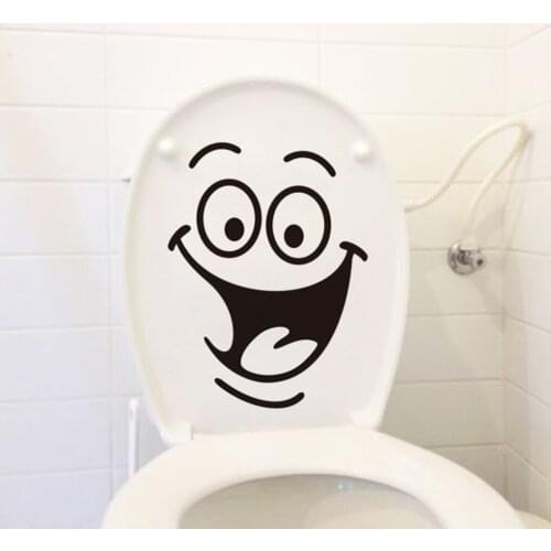 Newest DIY Home Decor Removable Smile Face Funny Bathroom Toilet Seat Art Wall Sticker