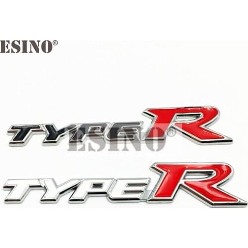 New Car Styling 3D Metal Chrome Zinc Alloy Emblem Type R Body Badge Sticker Decal Auto Accessory for Honda Civic Type R