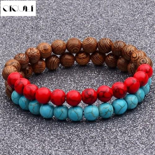 OIQUEI 2018 Fashion Imperial Stone Wooden Beaded Elasticity Couples Brecelets Women Men Lovers Jewelry Gift Pulsera Hombres