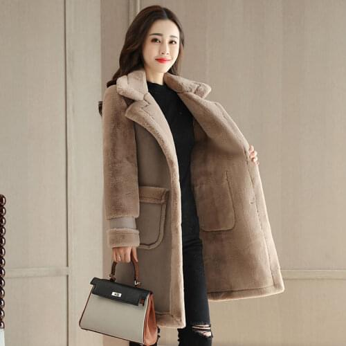 Plush thick fur Coat Womens 2021 Autumn And Winter New Deerskin Plus Size Cotton Coat To Keep Warm Winter Jacket Clothing L23