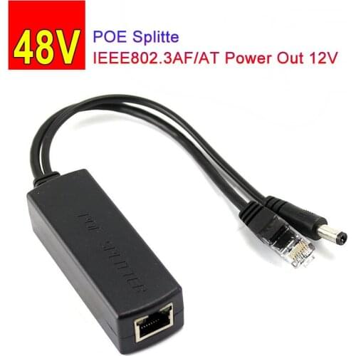 POE Splitter 48V input 12V output POE Switch IEEE802.3af/AT power out 12v POE Adapter cable for IP camera