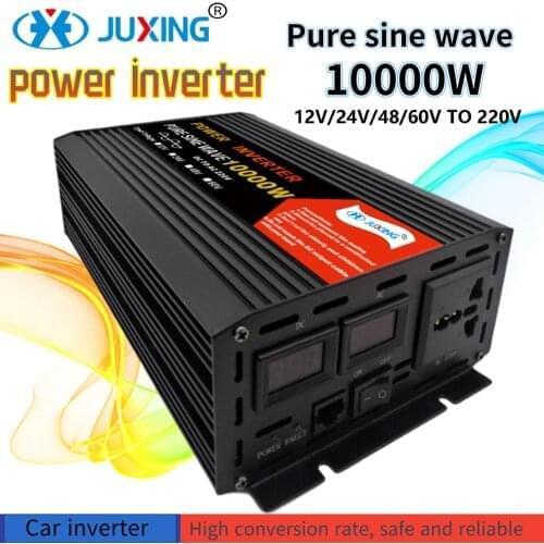 JUXING 10000W Pure Sine Wave Power Inverter Converter Bulit-in Transformer DC12V/ 24V/ 48V/ 60V to AC 220V with AC outlet