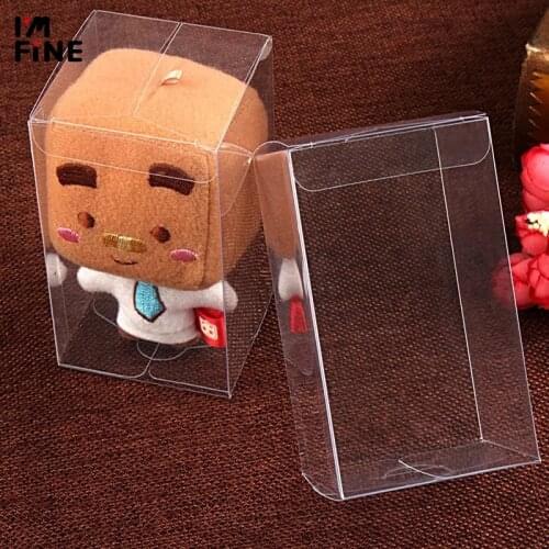 10pcs Transparent PVC plastic Box Toys Dolls Display Box Clear Candy Gift Boxes square Jewelry Gift soap packaging Box for party