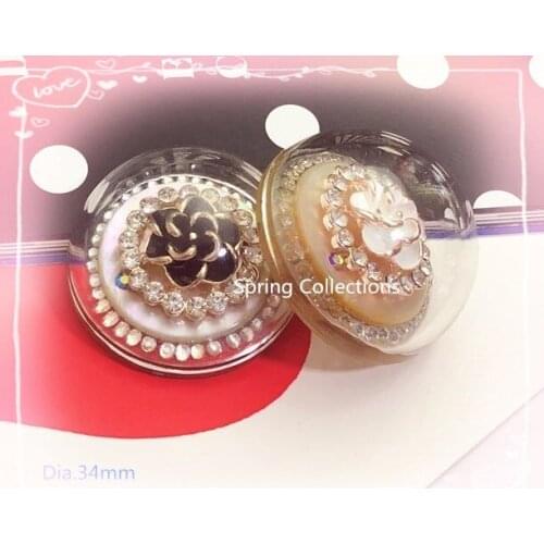 2pcs/lot 34MM 1hole Resin with Rhinestones Buttons Cashmere Mink Coat Fur Clothing Buckle Decoration Clasp Buckle Diy
