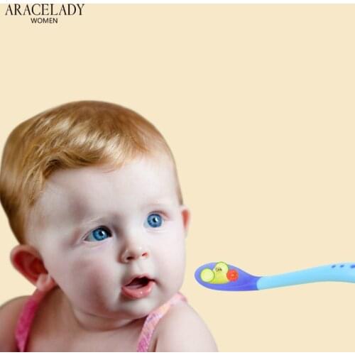 2pcs/set Newborn Silicone Spoon Baby Fork Safety Temperature Sensing Kids Children Flatware Baby Feeding Toddler Boys Girls Soft