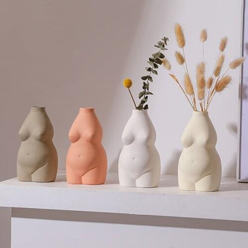 Nordic Ceramics Body Art Vase Female Nude Tabletop Ceramic Vase Abstract Vase Flower Pot Home Decorations Ornaments Flowerpot
