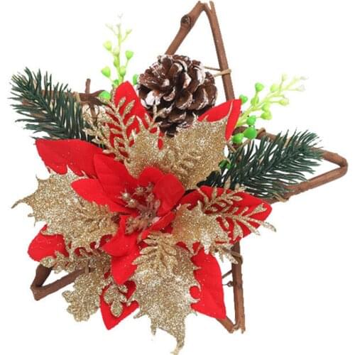 Pine Needles And Pine Cone Accessories Five-pointed Star Vine Ring Wreath About 20CM Tree Artificial Flower Christmas Decoration
