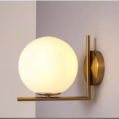 Modern Simplified Nordic Bedroom School Bed Headway Iron Glass Ball Led Wall Lamp pendant lights