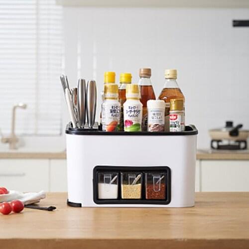Home Knife/Fork Spice Rack Plastic Kitchen Organizer Seasoning Jar Storage Shelf For Spices Supplies Accessorie