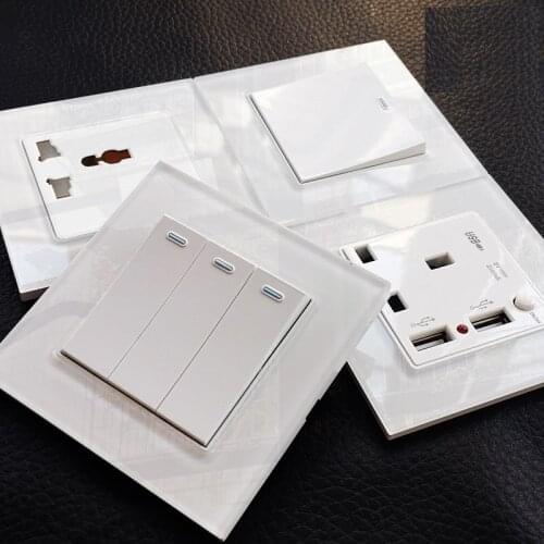 UK Switch Socket 1GANG 2Gang 3Gang 4Gang 1Way 2Way Acrylic Surface AC Fuse Computer TV Satellite Telephone Socket Wiring Switch