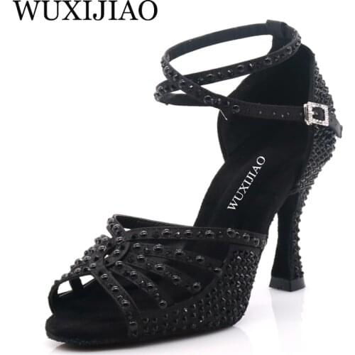 WUXIJIAO brand Latin dance high boots shoes soft sole shoes salsa ballroom ladies mesh dance shoes Cuba high heels
