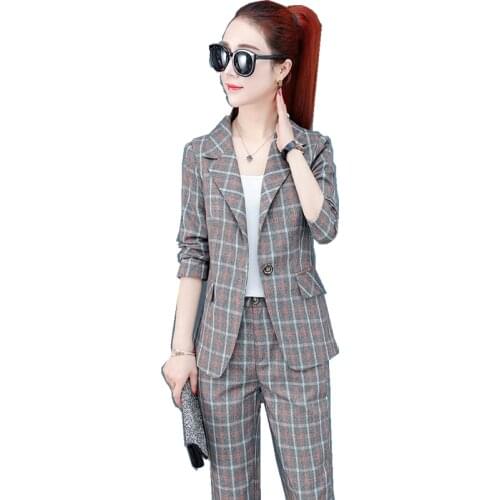 Женские брючные костюмы в клетку YAGENZ China At AliExpress
