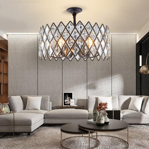YOOGEE Modern Black Chandelier for Dining Room Kitchen Island Bedroom Home Lighting Indoor Sclear Crystal Lamp LED Fixture