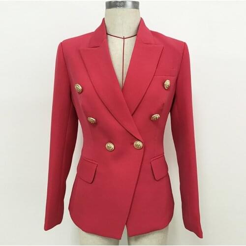 2021 Casual Cotton Stars Ladies Double-Breasted Suit Fashion Suit Small Women Jackets Watermelon Red Lion Button Coats Female
