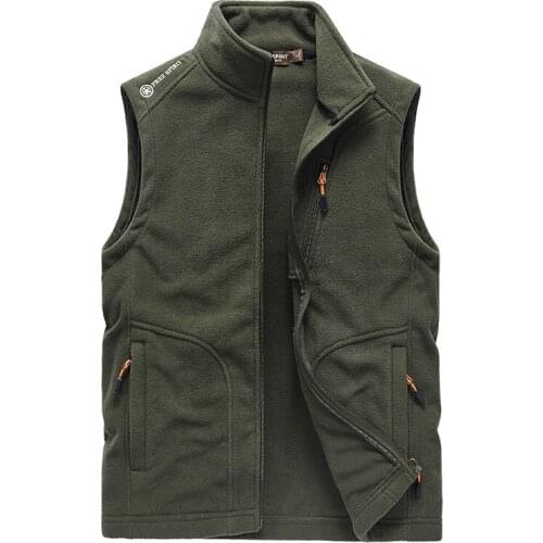 Winter Fleece Coat Mens Waistcoat Jackets Vest 2021 Spring Autumn New Solid Color Sleeveless Jacket Zipper Pocket Vest M-5XL