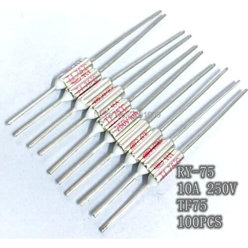 100pcs RY FUSE RY-75 Temperature Fuse RY Tf Heat Protector 75 Degrees 10A250V TF 75 C Temperature Switch 75C Insurance Pipe