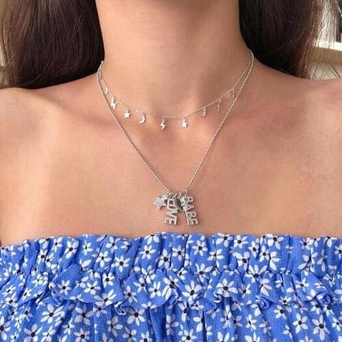 100% 925 Sterling Silver Fashion Women Jewelry pave tiny shiny moon star lightning charms pendant necklaces cute girl fine gifts
