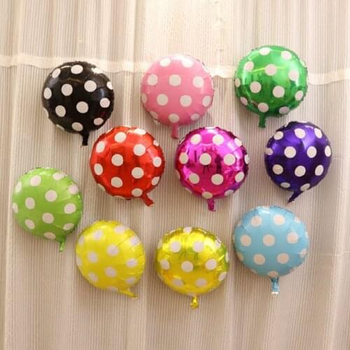 18Inch 5 pcs/ctn Candy Color Dotted Point Dotted Aluminum Foil Balloon Balloons Round Foil Mylar Birthday Party Decoration QQ-02